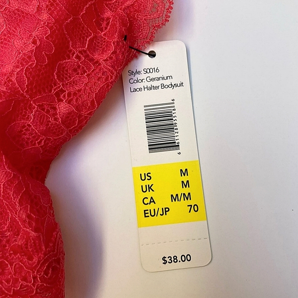 Sam Edelman Floral Geranium Lace Halter Bodysuit Lingerie NWT - Picture 5 of 8